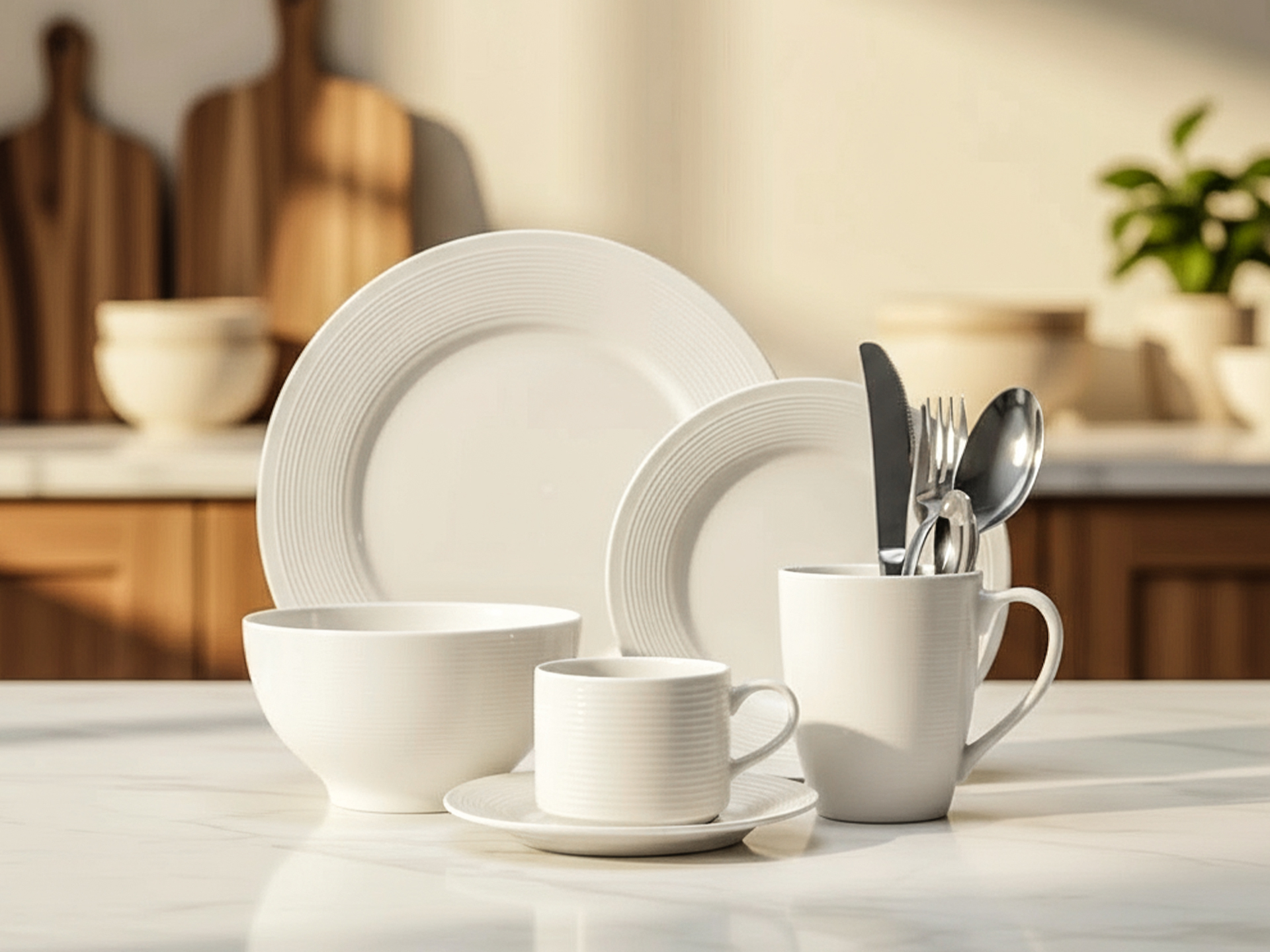 Essence Dining Set — pjata, tasa dhe lugë inox