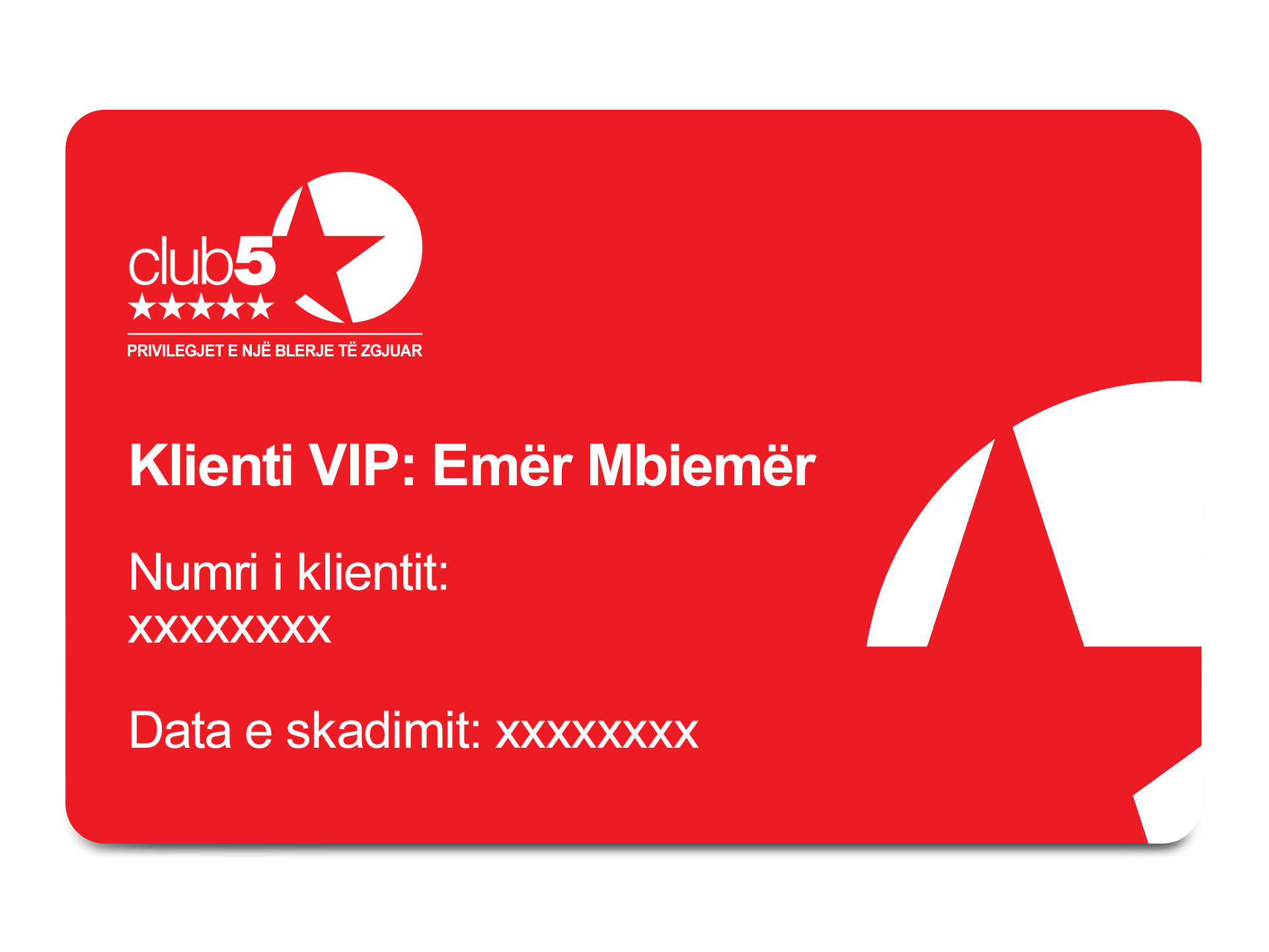 Karta e anëtarësimit Club5* Premium
