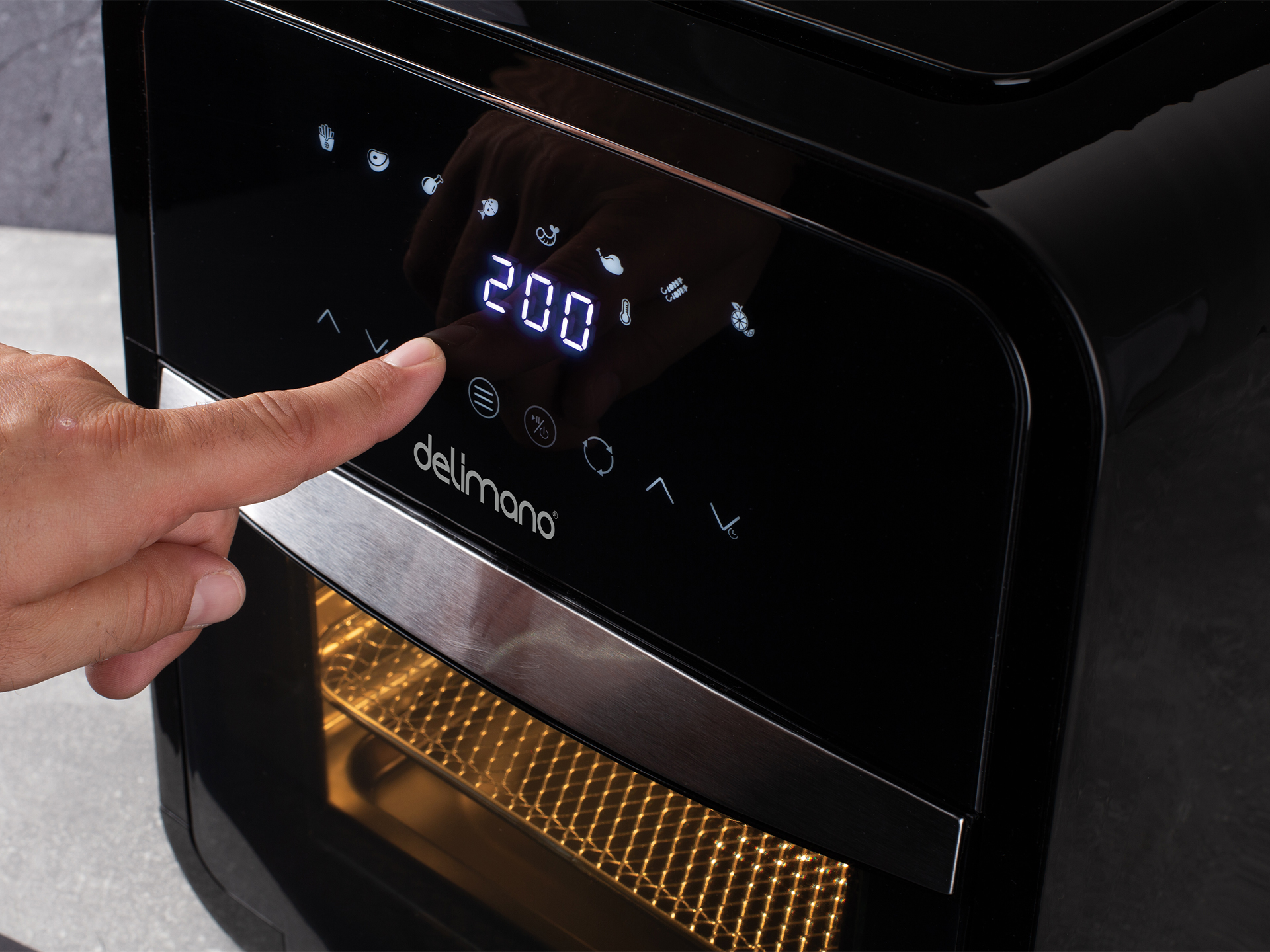 Air Fryer Master me Furrë Delimano — paneli i kontrollit