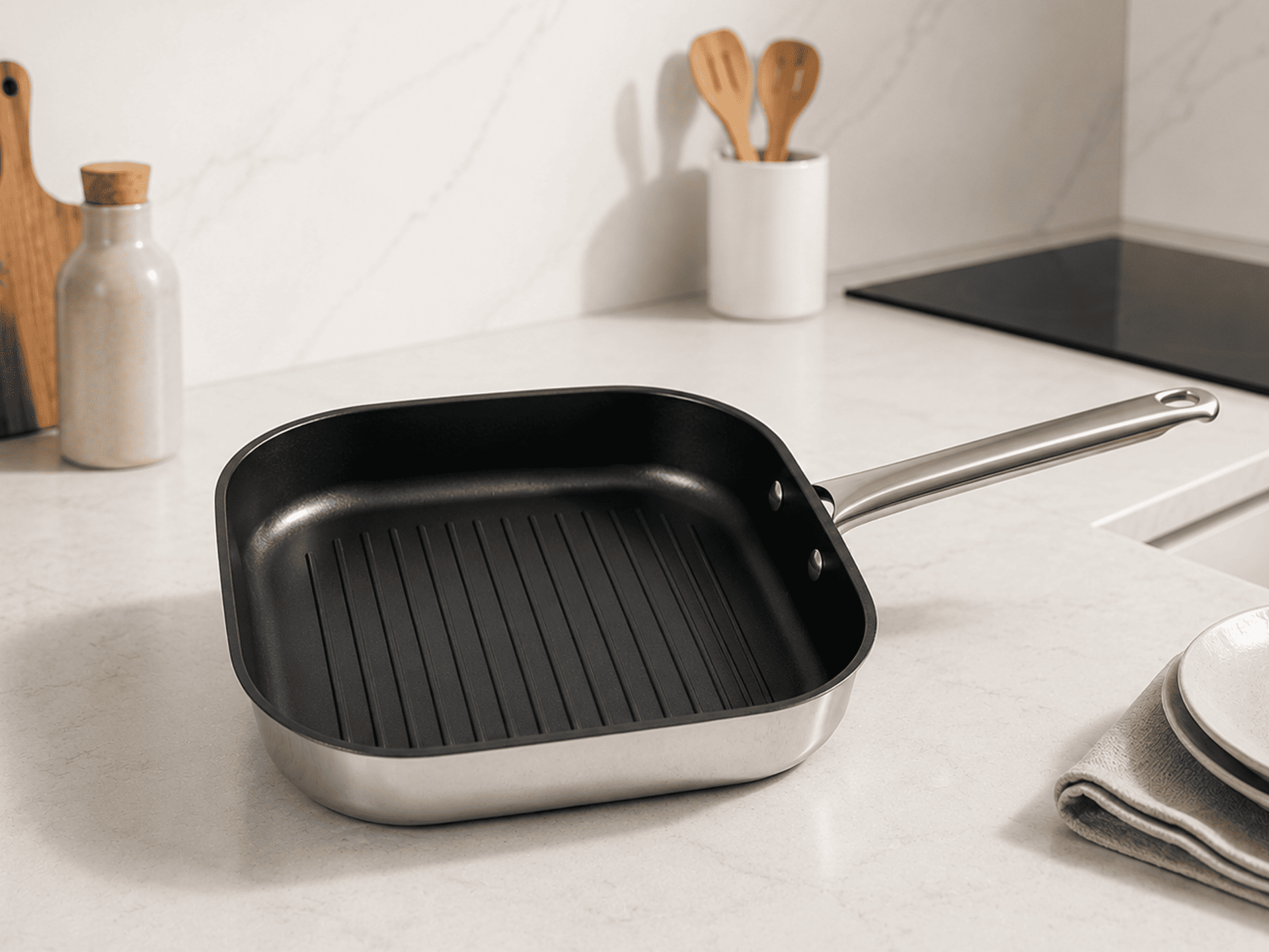 Tavë e rrumbullakët Classic çelik inox me kapak Delimano — 28 cm