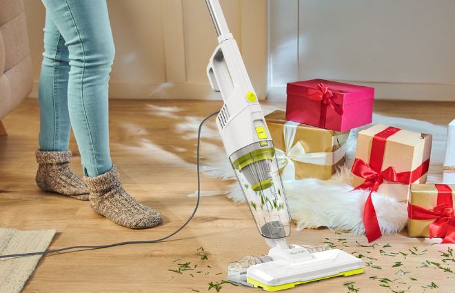 Storm Vac&Mop e bardhë — i lehtë dhe transportueshëm