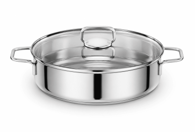 Tavë Rrumbullake me Kapak, Inox, 28 cm